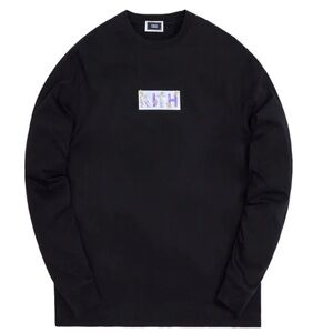 $189 Kith Superwaxx Classic Graphic Box Logo L/S Black Crewneck T-Shirt